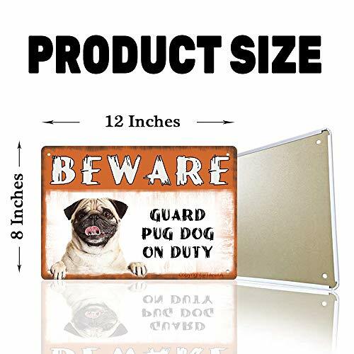 Beware Guard Pug Dog On Duty cartel de hierro, pintura de estaño, cartel Vintage, decoración de pared para cafetería, Bar, Pub, decoración de cerveza para el hogar, artesanías