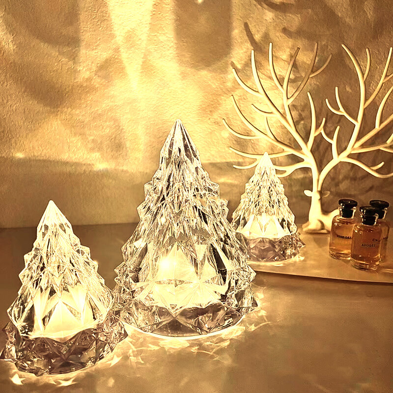 Dekorasi pohon Natal LED, lampu malam kristal suasana ruang tamu pesta kamar tidur hadiah ulang tahun