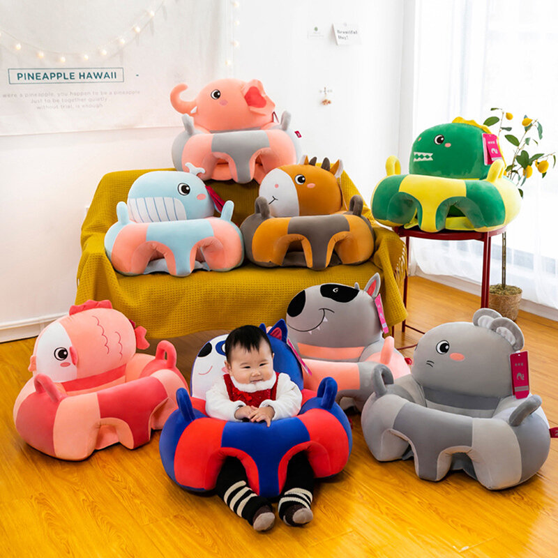 Funda de asiento de apoyo para sofá de bebé, silla de felpa para aprender a sentarse, cómoda cama de nido de dibujos animados para niños pequeños, lavable, tumbona de felpa
