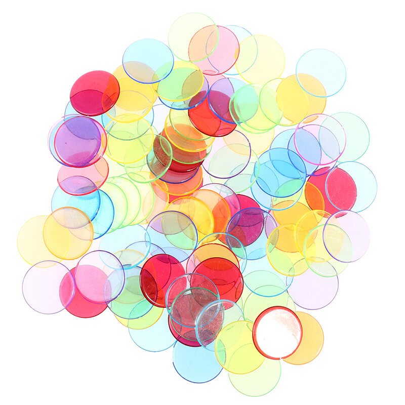 100 buah penghitung warna transparan hitung Chip Bingo penghitung persediaan plastik