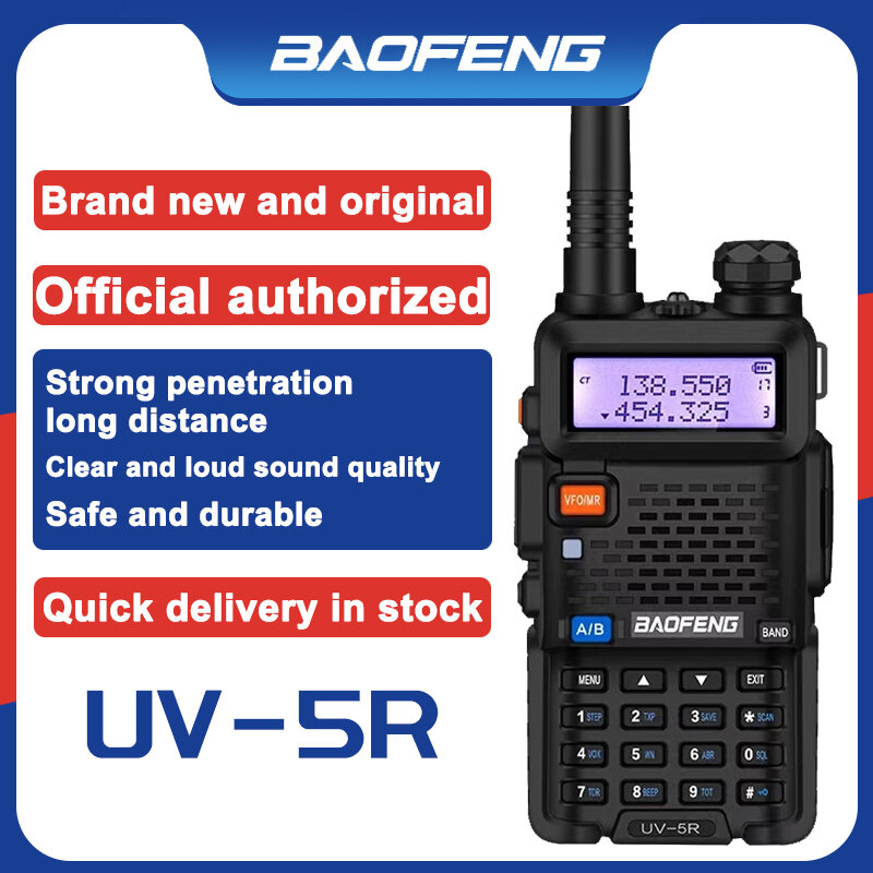 ポータブルウォーキートーキーBaofeng-UV-5R,長距離,デュアルバンド,双方向ラジオ,cb,狩猟に適しています