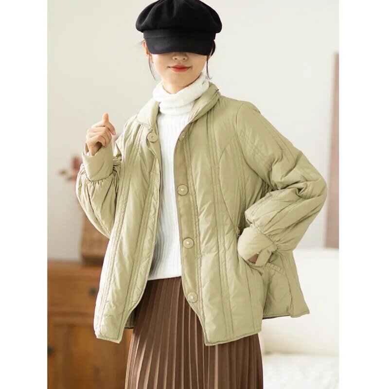 LDRST 2022 WINTER WOMENS SHORT WHITE DUCK DOWN COATS LOOSE FIT