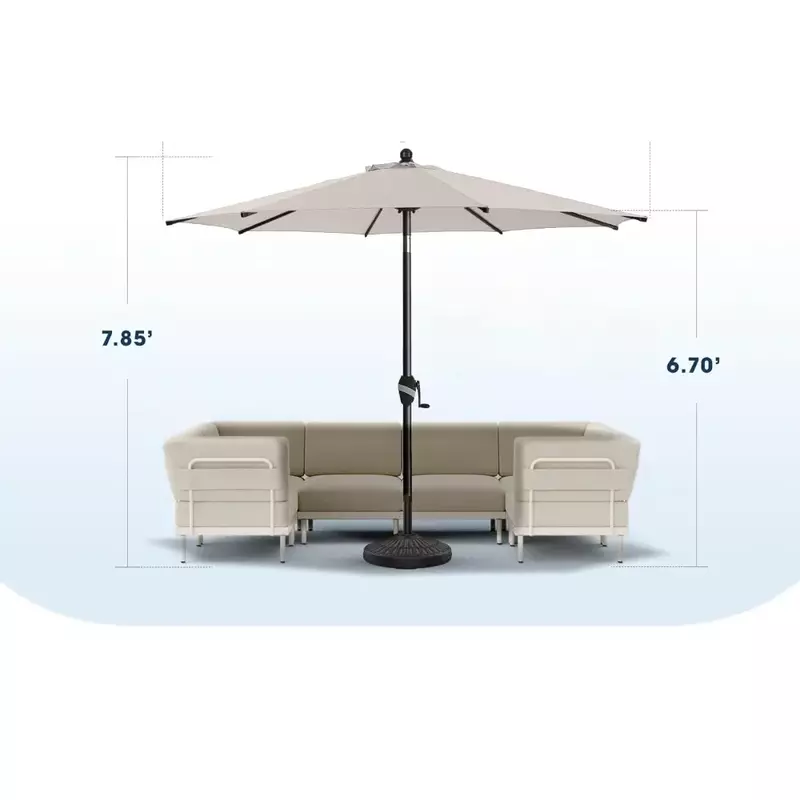 Paraguas de mesa de mercado, sombrilla de aluminio con toldo de tela acrílica sin decoloración por 5 años, color Beige para Patio
