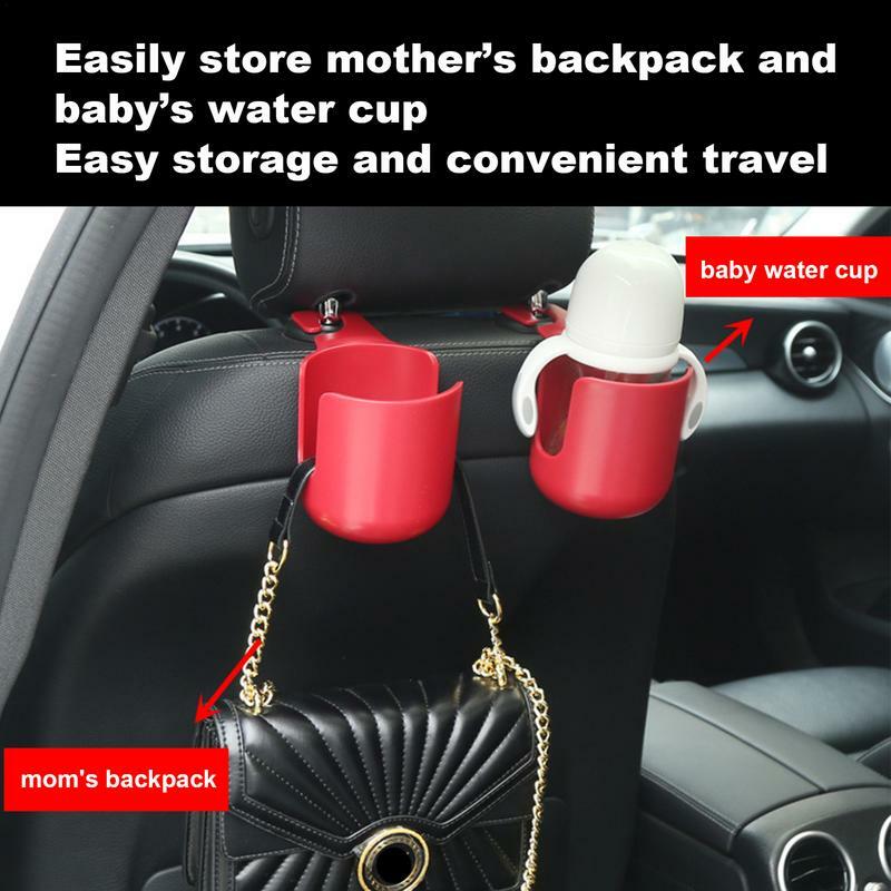 Portavasos para asiento trasero de coche, soporte para bebidas, fácil instalación, organizadores interiores de coche, ganchos multifuncionales para bolsas