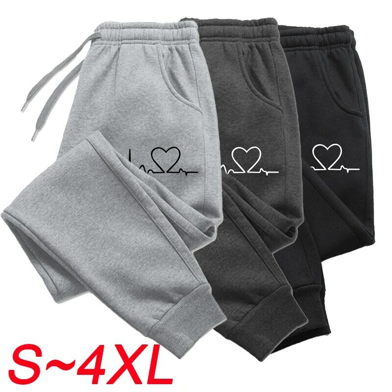Pantalones holgados para deportes al aire libre para mujer, pantalón con estampado de moda, con cordón, S-4XL, 2023