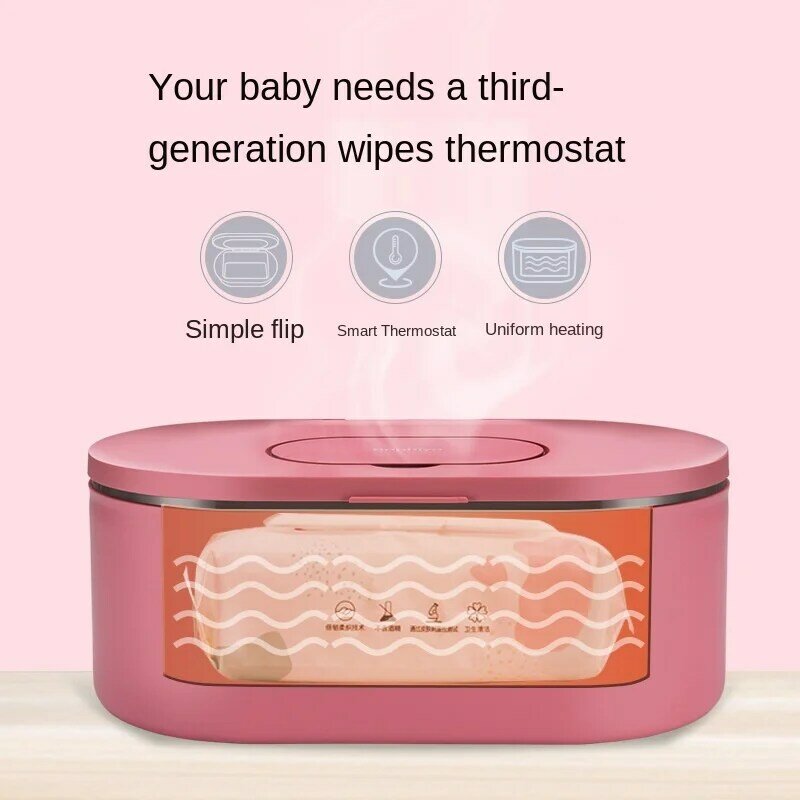 Toallitas portátiles para bebé, calentador de tejido húmedo para el hogar, caja de aislamiento antideslizante, temperatura constante, Rojo