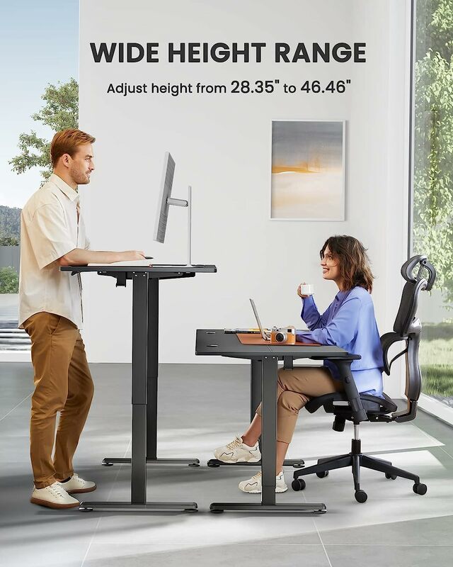 ErGear-meja berdiri dengan tinggi yang dapat disesuaikan, komputer memori duduk berdiri, rumah kantor warna hitam, 55x28 inci