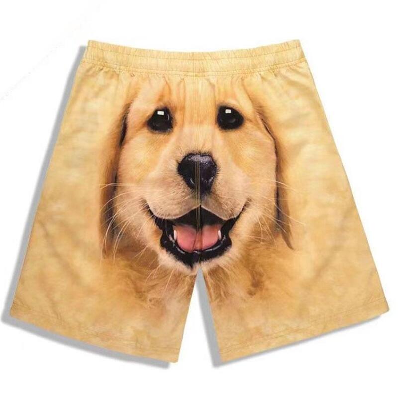 Calções engraçados para cães masculinos, roupa de dormir casual para casa, impressa em 3D, cuecas de verão respirável, animal fofo, i2y3