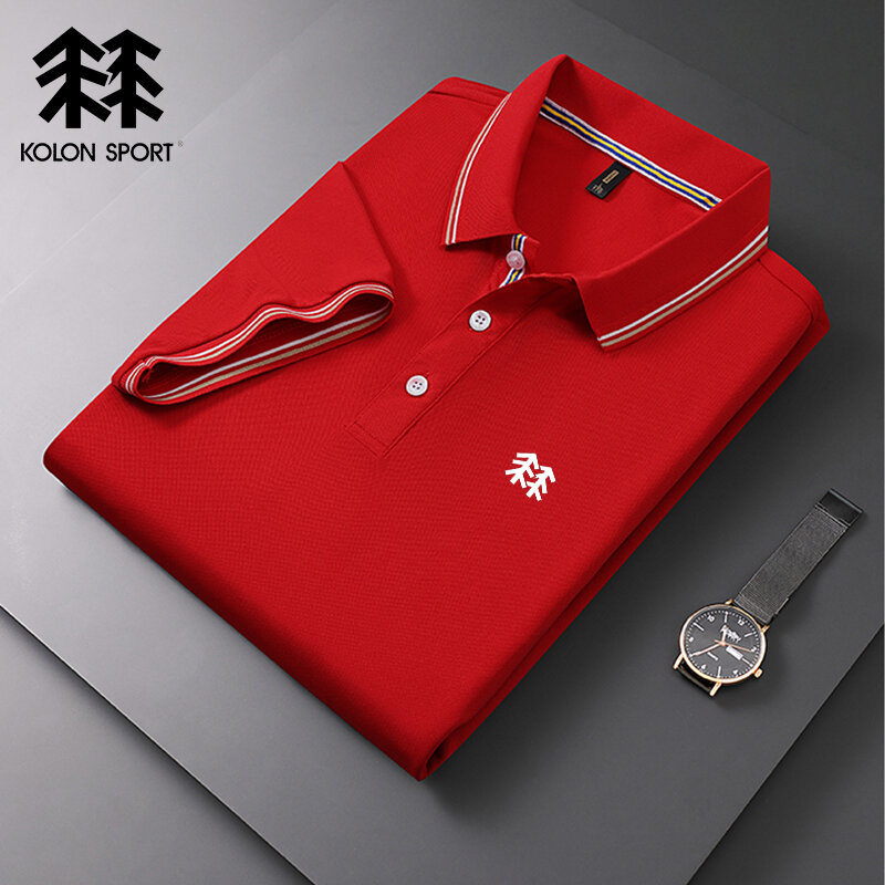 KOLONSPORT-Camisa polo masculina bordada de manga curta, blusa casual de negócios, alta qualidade, novo, verão, 2022