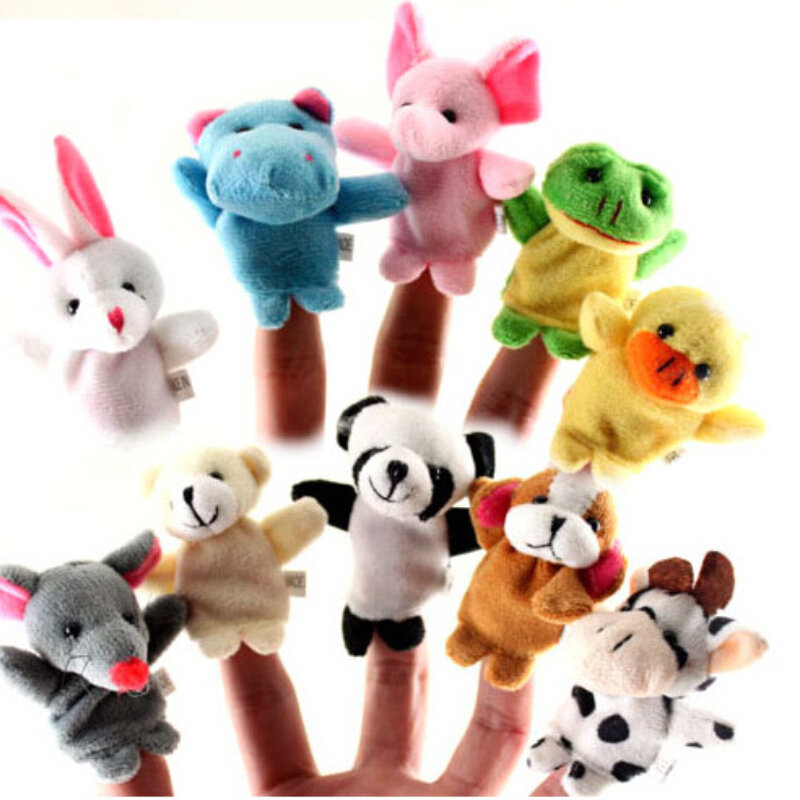 Marionetas de dedo de doble capa para bebé, juguetes de felpa con pies, Animal de dibujos animados, juguete interactivo para padres e hijos