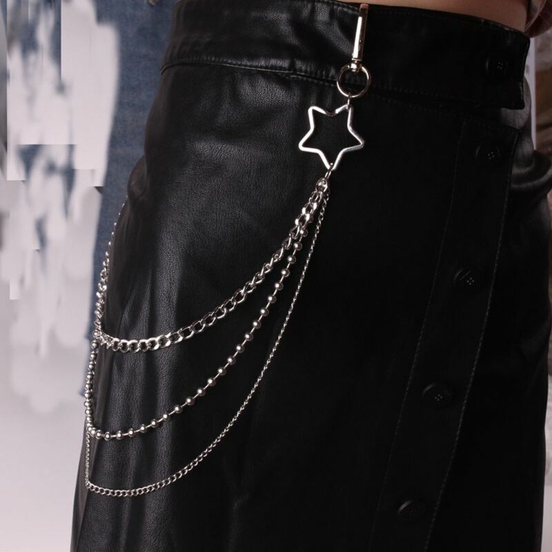 Cadena de Metal multicapa para pantalones vaqueros, cadena de cintura de doble capa, corazón, regalo de joyería, cinturón femenino, cadena Punk, Cruz hueca