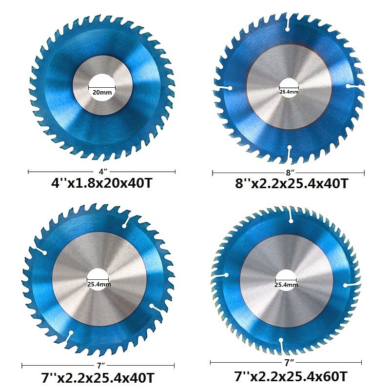 XCAN hoja de sierra Circular TCT, disco de corte de madera con punta de carburo recubierta de color azul Nano, 4/6/7/8 pulgadas, 1 unidad