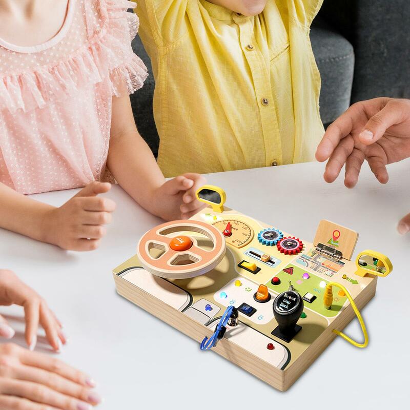 Roda kemudi Analog mainan edukasi Dini mainan sensorik usia 3 + lampu saklar papan sibuk mainan Montessori keterampilan Motor dasar