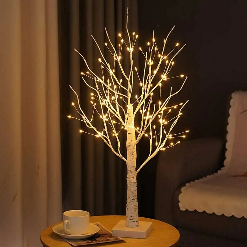 Luz de árbol de abedul de 144 LED, iluminación nocturna de rama brillante, adecuada para el hogar, dormitorio, boda, fiesta, decoración de Navidad
