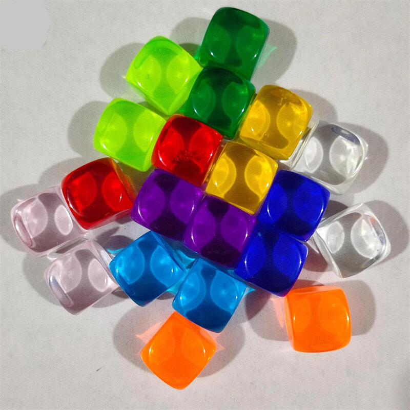 10 Pieces/Set 16mm Colorful Transparent Blank D6 Dice With Round Corner For Puzzle Board Game