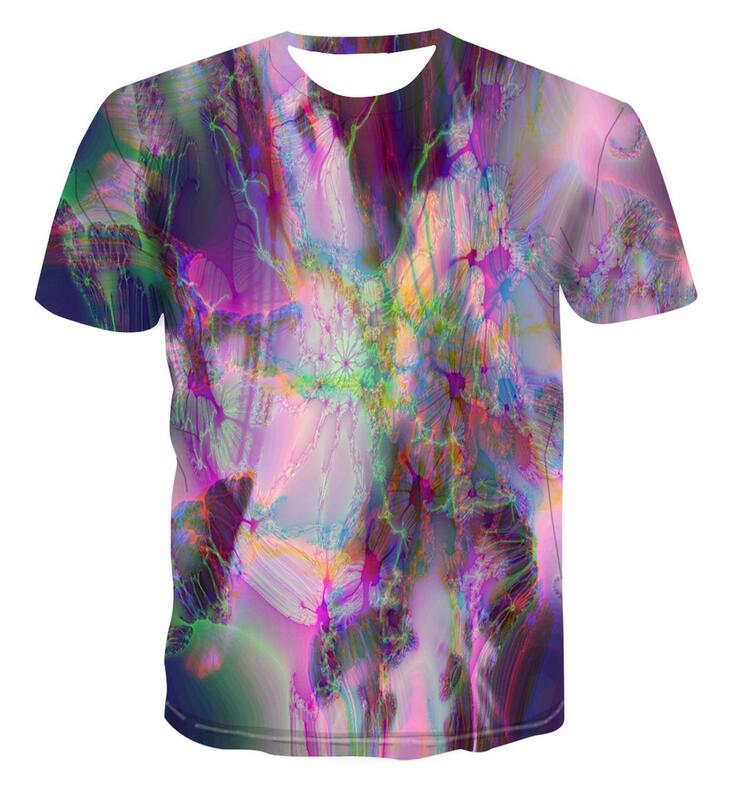 Camiseta con estampado 3d para hombre, camisa con diseño creativo geométrico, de moda Simple, Color deslumbrante, fresca, única y atractiva