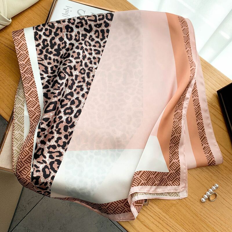 2022 moda leopardo impressão headcloth coreano protetor solar lenços de seda estilo popular 160x40cm xales quatro estações design longo cachecol