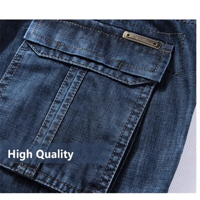 Jeans Kargo Pria Ukuran Besar 29-40 42 Jeans Militer Kasual Banyak Saku Pakaian Pria 2020 Baru Kualitas Tinggi