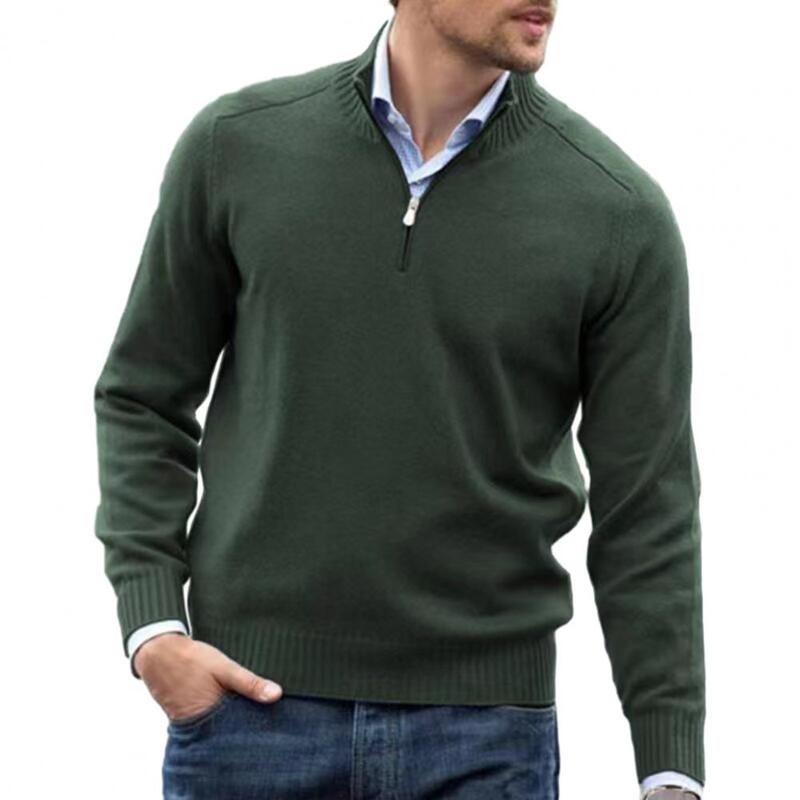 Suéteres de Cuello medio alto para hombre, suéter de punto para otoño e invierno, suéter de Color de moda