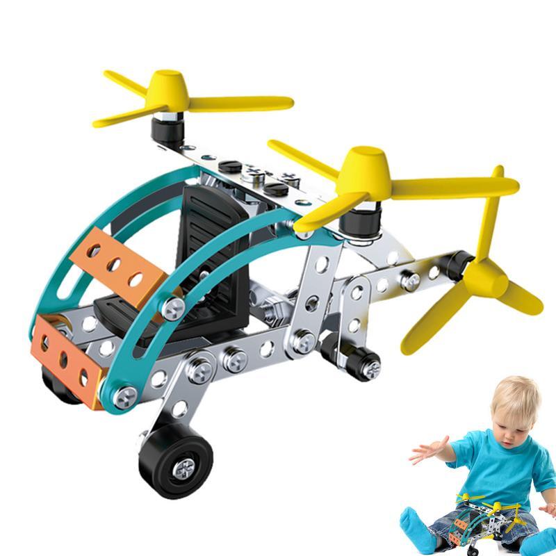 Helicopter Toys DIY Assembly 3D Kids Airplane Model Toy Challenging Plane Construction Toy Mechanical Style Ornament Educational