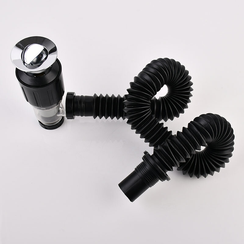 Stainless Steel Two-Way Mounted Wash Basin Chrome Water Drain Downcomer Overflow Sink Drainer Water Hose Set