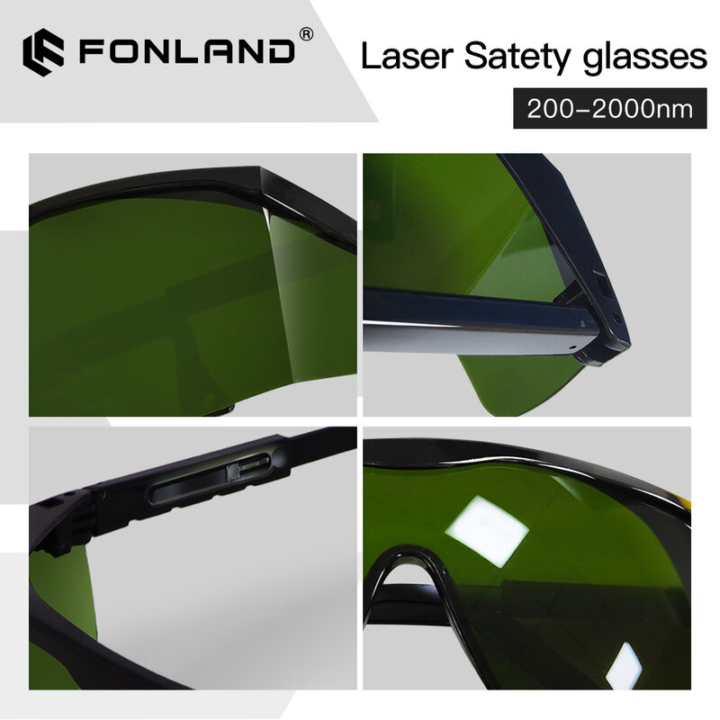 FONLAND 200nm-2000nm เลเซอร์ความปลอดภัยป้องกันแว่นตาเลเซอร์เครื่องหมาย & แกะสลักด้วยป้องกันกรณี