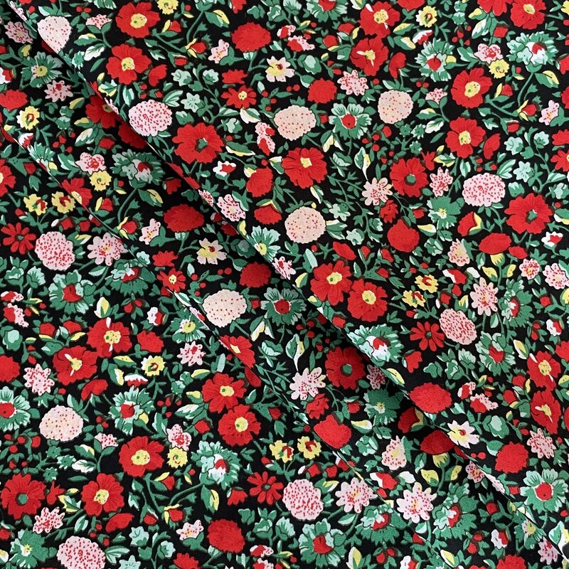 Tela de popelina 100% de algodón con estampado Floral abstracto para niños, tela Liberty con impresión Digital para coser vestidos y faldas, 145x50cm, 40S