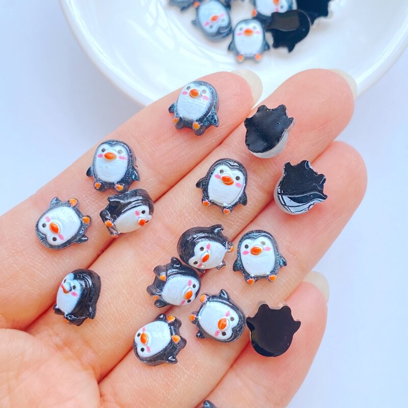 50 Buah Baru Lucu 9Mm Resin Mini Penguin Seri Datar Kembali Batu Patung-patung DIY Pernikahan Scrapbook Manikur Aksesori