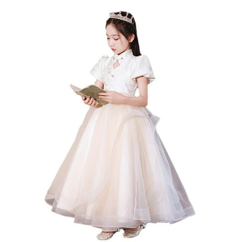 Princesa vestido para menina, traje de piano high-end