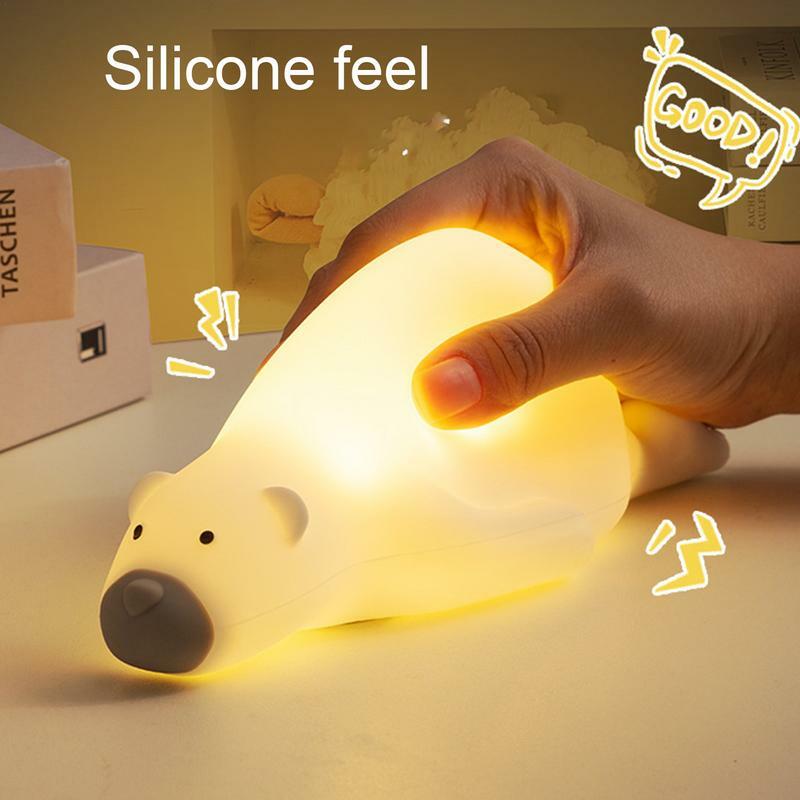 Lampada orso luce notturna in Silicone luci per animali luci notturne per vivai portatili lampada per animali ricaricabile USB 1200mAh con Silicone per