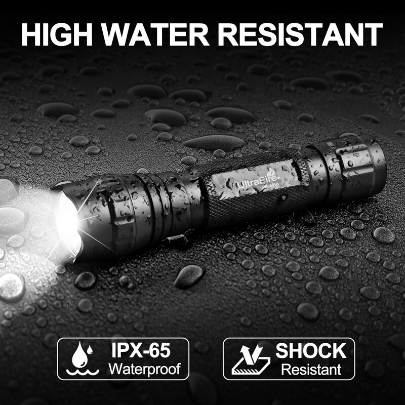 UltraFire LED Tactical 18650 501B Flashlight Single Mode 1200 High Lumen With Duty Belt Holster Rechargeable Battery And Charger