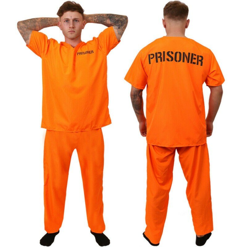 Strój więzienny dla dorosłych dzieci zestaw do garderoby na Halloween bal przebierańców kostium sceniczny rekwizyt