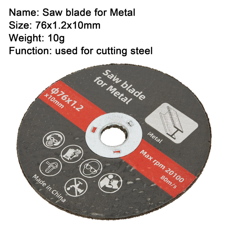 Disco de corte de resina, hojas de sierra Circular para amoladora angular, ruedas de corte, 76mm x 1,2mm x 10mm, 1 unidad
