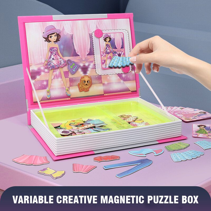 3D Cartoon Magnetic Puzzle Book for Kids, Jogos Avançados Puzzles, Montessori Educação, Crianças Brinquedos, 2-6 Anos de Idade, Kindergarten Gift