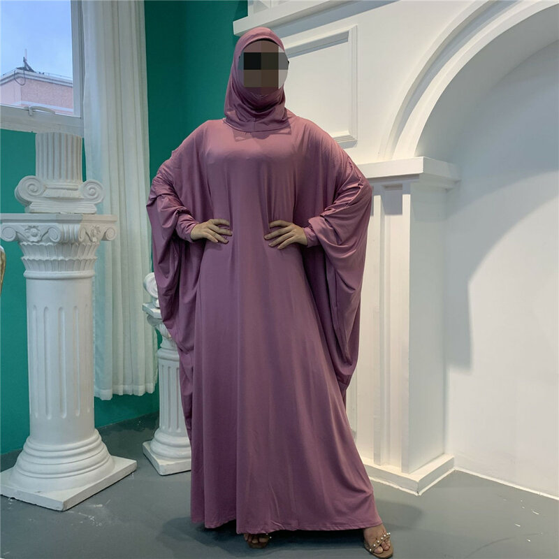 Abaya bertudung Lebaran Ramadan jubah Muslim garmen gaun panjang longgar pakaian Islami Turki Abayas Dubai pakaian Islami Djellaba Femme