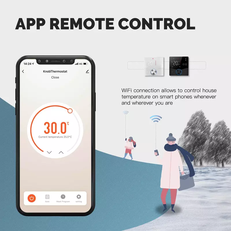 Moes Wifi Slimme Verwarmingsknop Thermostaat Lcd-Scherm Touchscreen Temperatuurregelaar Voor Watergasketel Elektrische Verwarming