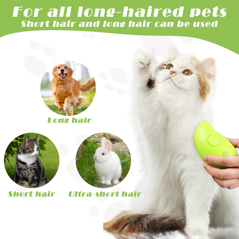 Escova de cabelo elétrica a vapor para cães e gatos, massagem, Pet Grooming, gatinho, escova de banho, removendo os cabelos emaranhados e soltos