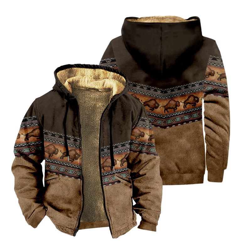 男性と女性のためのヴィンテージオイルプリントの暖かいジャケット,厚い衣服,ストリートウェア,冬
