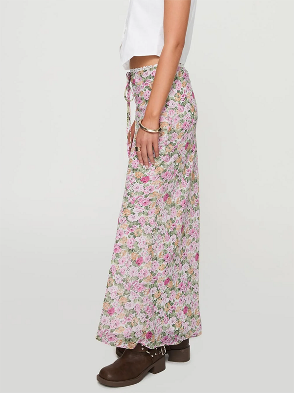 Women Y2k Floral Print Long Skirt A-line Boho Vintage Bodycon Pencil Skirt  Fit Streetwear