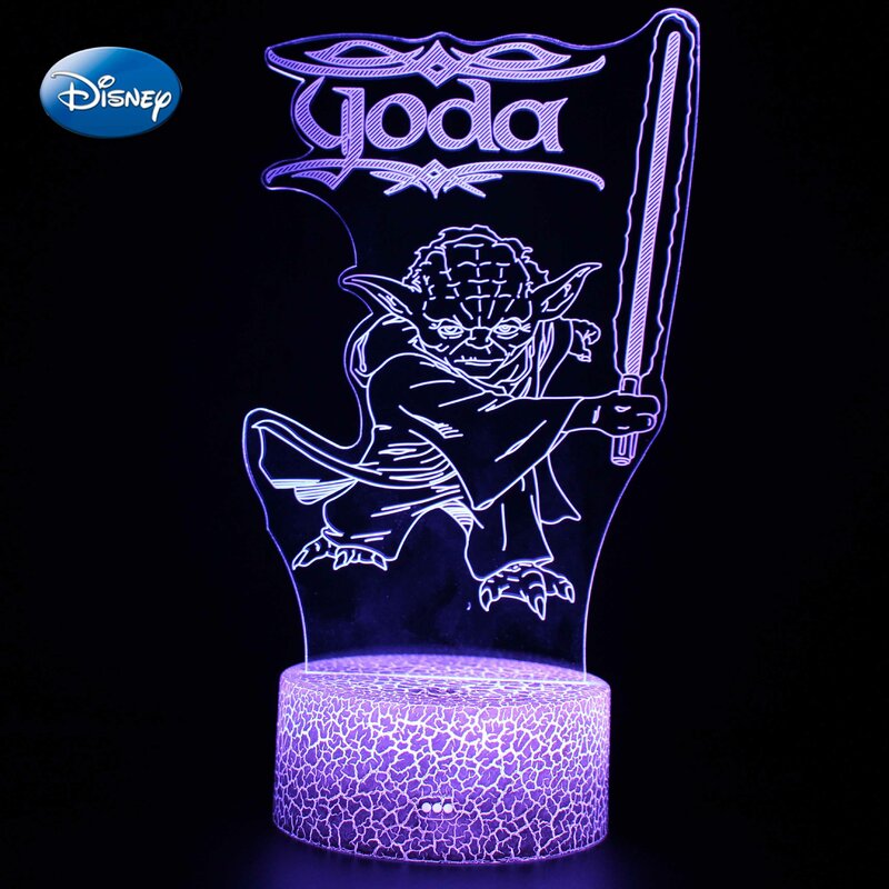 Veilleuse 3D Yoda pour bébé, personnages de dessin animé, Mandalorian, 16 couleurs, lumière LED tactile, lampe de Table pour chambre à coucher, cadeau de noël pour enfants