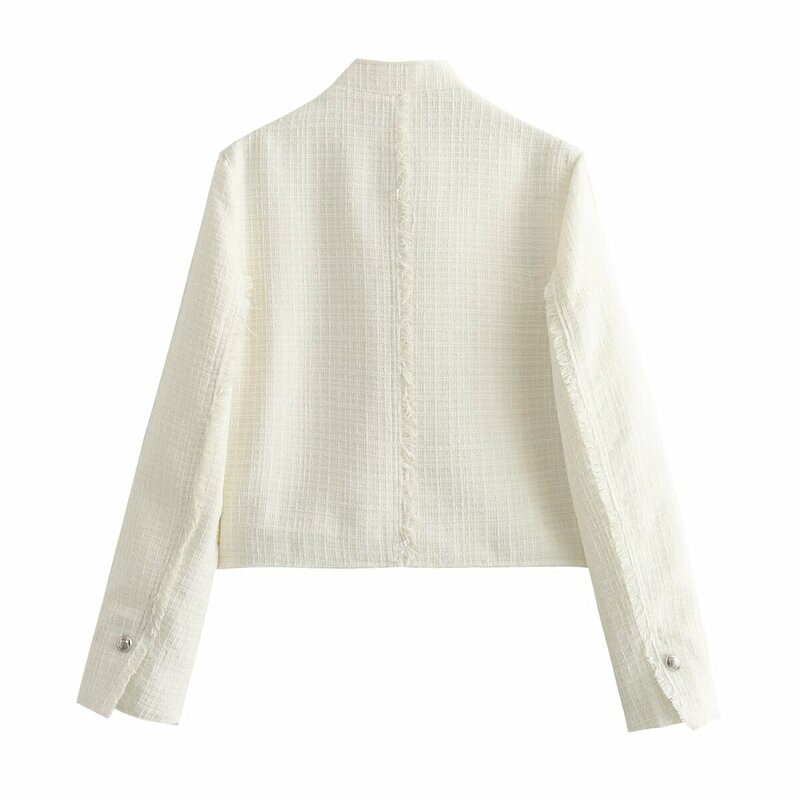 Donne 2024 nuova moda vena cappotto corto Vintage manica lunga bottone capispalla femminile camicia Chic