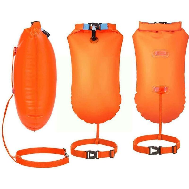 1pc Inflatable Open Swimming Buoy Tow Float Dry Bag Double Air Bag With Waist Belt For Swimming Water Sport Storage Safety A4H4