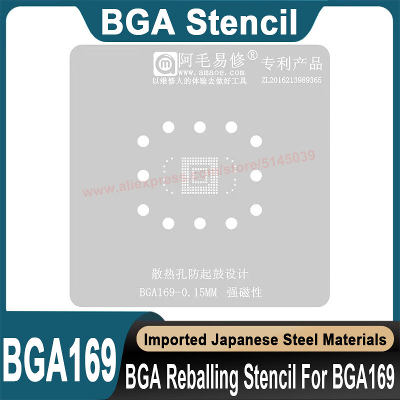 Stensil BGA untuk BGA 153 162 169 186 221 254 templat penanaman ulang stensil BGA timah