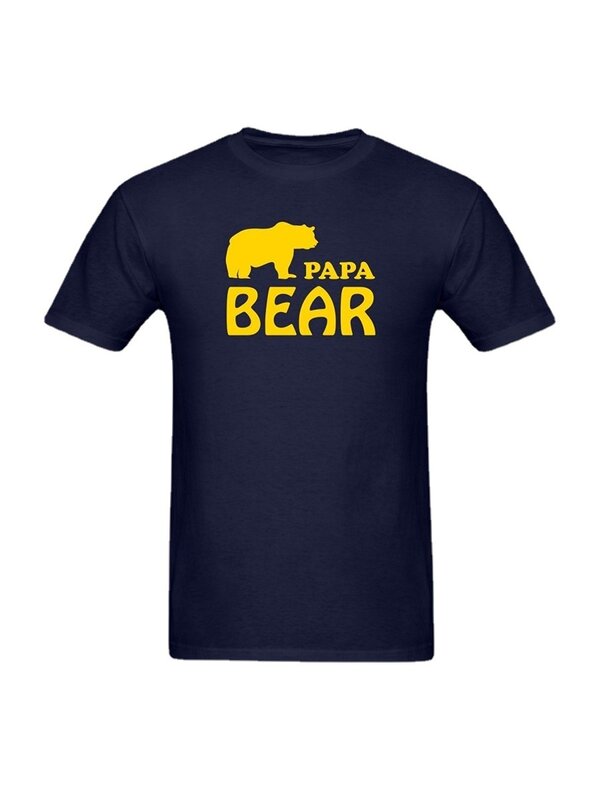 Camiseta escrita de algodão do urso, camiseta masculina de verão com manga curta e gola em o