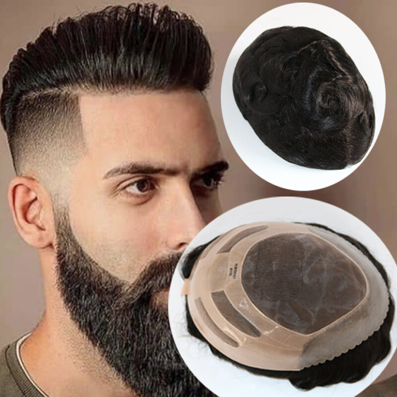 2024 New High Quality Human Hair Man Toupee Bond Hair Unit Lace With NPU Men Hair System Replacement Durable And Breathable