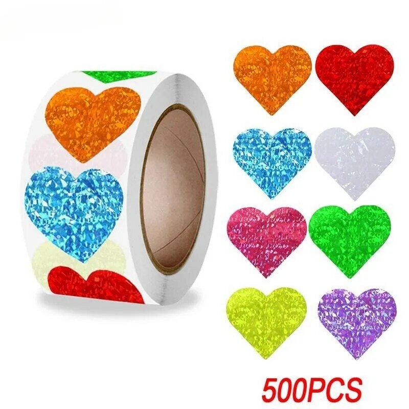 Stiker cinta Label segel pernikahan ulang tahun, stiker dekorasi berperekat Hari Valentine 500 buah