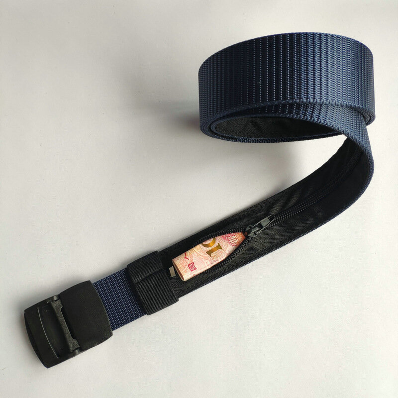 Men Leisure Outdoor Travel Multifunctional Nylon Canvas Belt Zipper Wallet Hide Money Tactical Belts Harajuku Punk Cintos