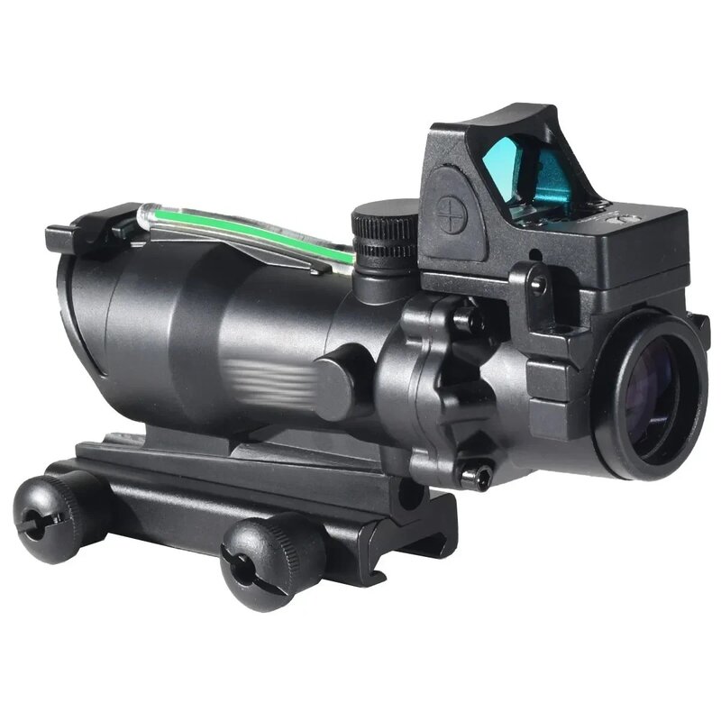 4X32ACOG Tactical Collimator Real Fiber Optics Scope with RMR Adjustable Illuminated Glass Etched Reticle Optical Viewfinder