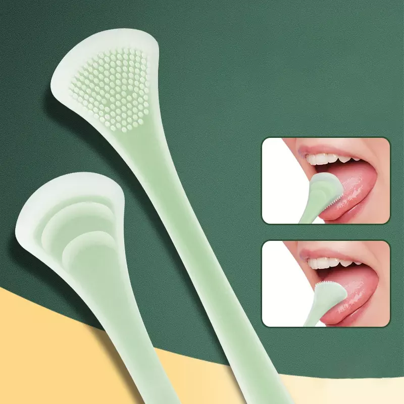 Cepillo de limpieza de lengua de silicona suave, herramienta de limpieza de lengua de doble cara, raspador de lengua de masaje, cuidado de la salud Oral