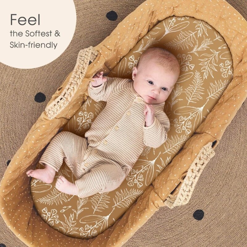 2pcs Crib Fitted Sheet Detachable Diaper Changing Mat Cover for Infant Babies